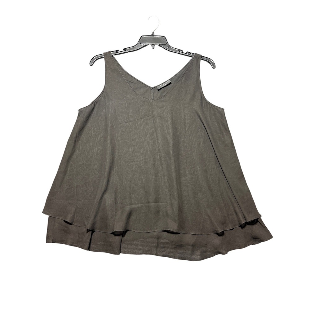 Lane Bryant Layered Chiffon Cami Tank Top Women 14 Black V-Neck Sleeveless